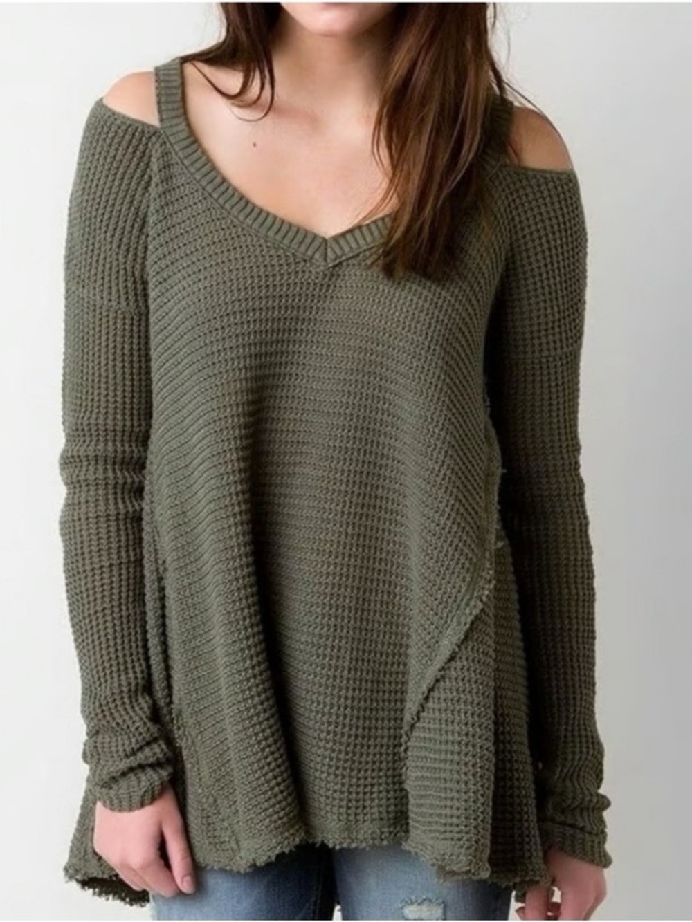 Free People Moonshine V-neck Cold shoulder Sweater